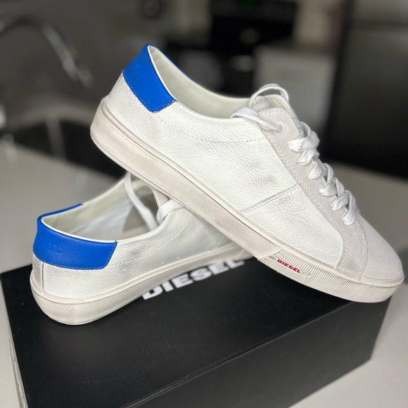 Diesel Other - DIESEL LEATHER S-MYDORI LC SNEAKERS IN VAPOROUS GRAY/IMPERIAL BLUE